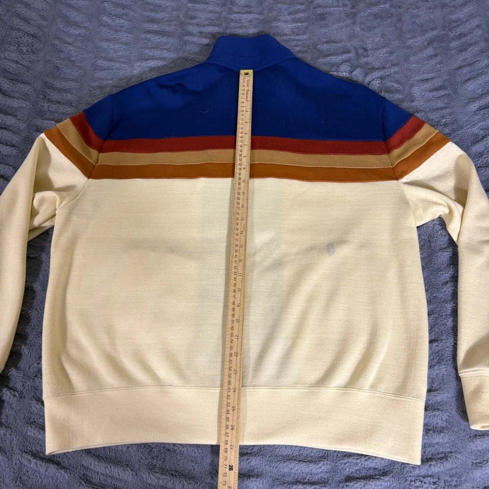 Vintage White Stag ActionSport Track Jacket XL Blue Cream Rainbow Stripe 70s 80s